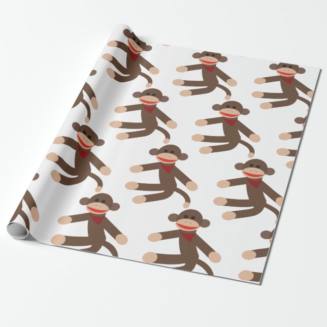 Sock Monkey Wrapping Paper (Unrolled)
