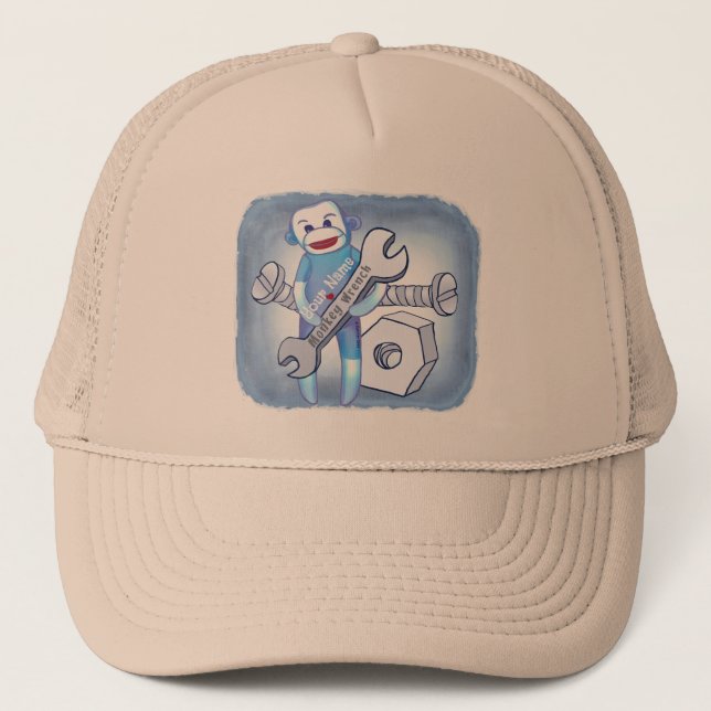 Sock Monkey Wrench mechanic hat (Front)