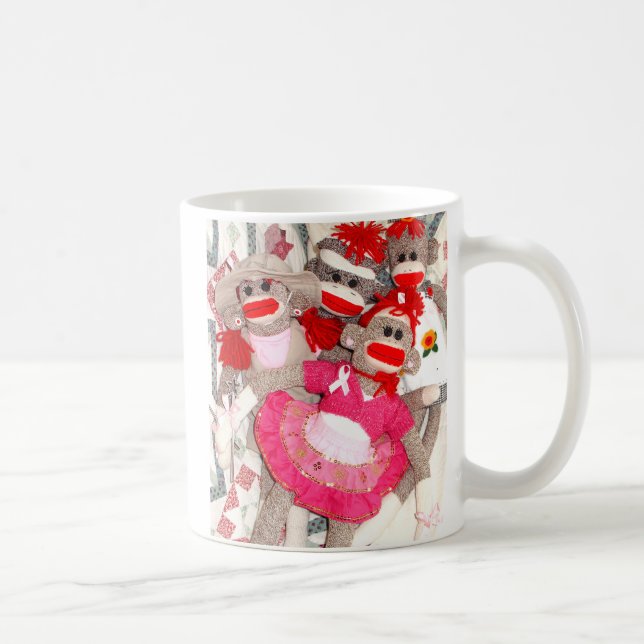 Sock Monkeys for the Cure Pink Ribbon Mug (Right)