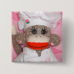 Sock Monkeys for the Cure Rose  Pin