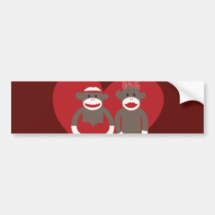 Sock Monkeys in Love Hearts Valentine's Day Gifts Bumper Sticker