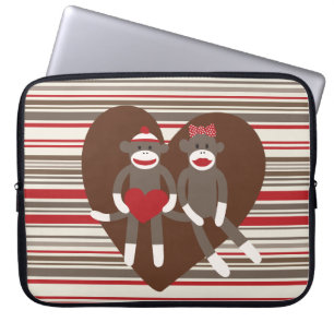 Sock Monkeys in Love Valentine's Day Heart Gifts Laptop Sleeve