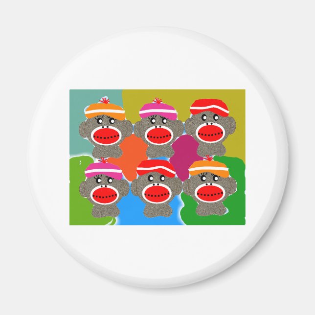 Sock Monkeys Pop Art--Art Gifts Magnet (Front)