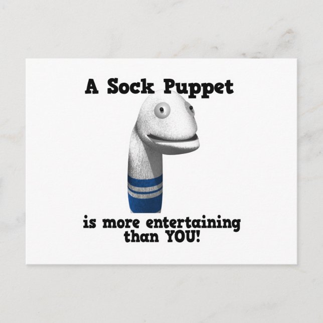 Sock Puppet More Entertaining Postcard (Front)