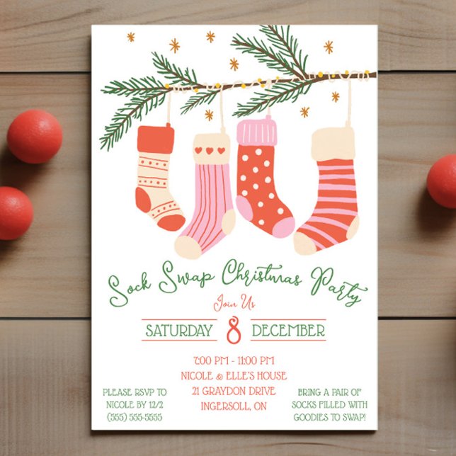 Sock Swap Christmas Party, Holiday Party Invitation (Creator Uploaded)
