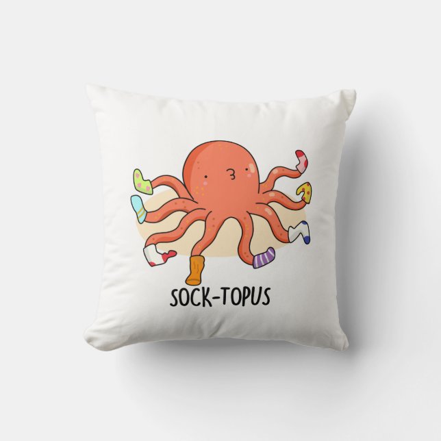 Sock-topus Funny Octopus With Socks Pun  Cushion (Front)