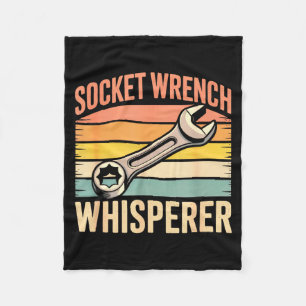 Socket Wrench Whisperer Retro Mechanic Crew Auto T Fleece Blanket