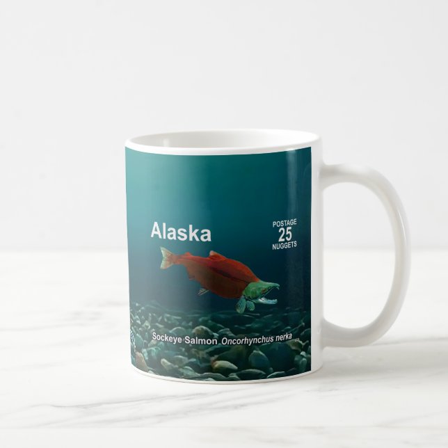 Sockeye Salmon - Alaska Postage Coffee Mug (Right)