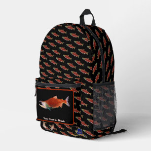 Sockeye Salmon in Red Printed Backpack