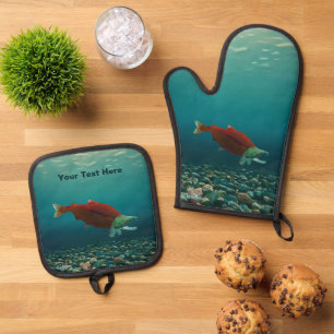 Sockeye Salmon Oven Mitt & Pot Holder Set