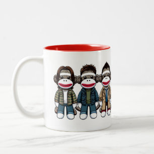 SockMonkey Hunter Brothers and their Angel Friend Two-Tone Coffee Mug