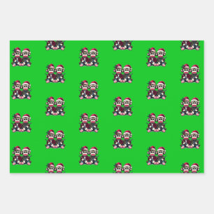 SockMonkey Hunter Brothers At Christmas Wrapping Paper Sheet