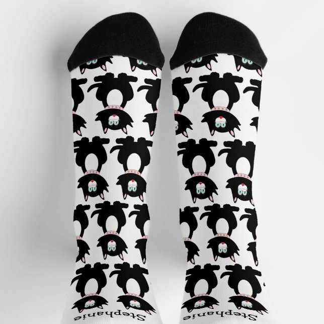 Socks Black Cat Design (Top)