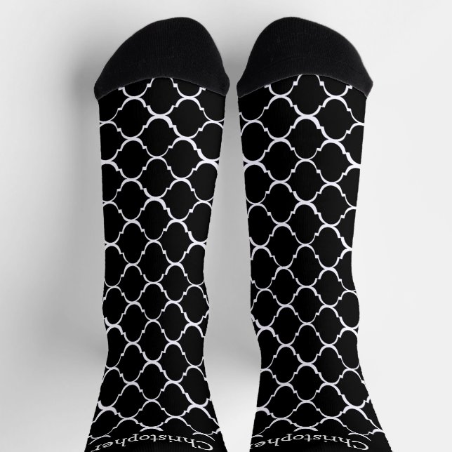 Socks Black Moroccan Pattern Design (Top)