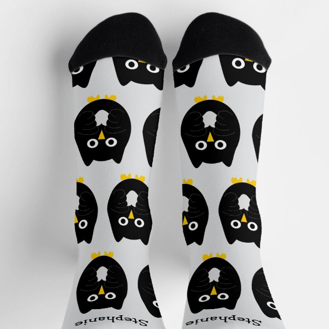 Socks Black Owl Design (Top)