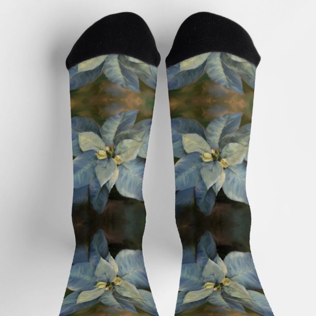 Socks - Blue Poinsettia (Top)