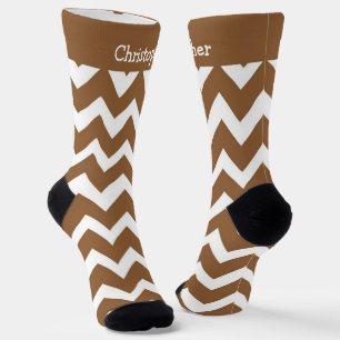 Socks Brown Zig Zag Design