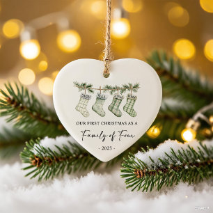 Socks Christmas as a Family of Four Ceramic Ornament