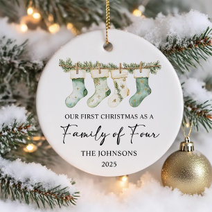 Socks Christmas as a Family of Four Ceramic Ornament