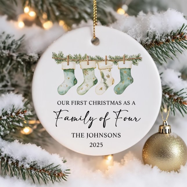 Socks Christmas as a Family of Four Ceramic Ornament (Creator Uploaded)