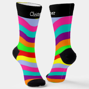 Socks Colourful Wavy Stripes Design