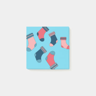 Socks for Christmas Stocking on Blue Background Post-it Notes