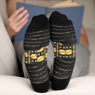 Socks Gold Black Abstract Pattern