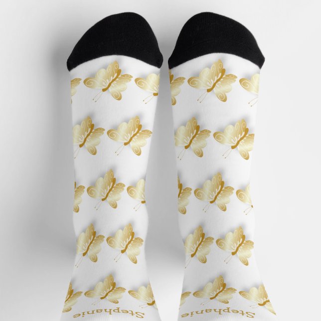 Socks Gold Butterfly Design (Top)