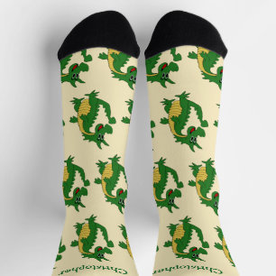 Socks Green Dragon Design