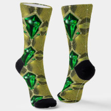Socks Green Emerald And A Diamond Pattern