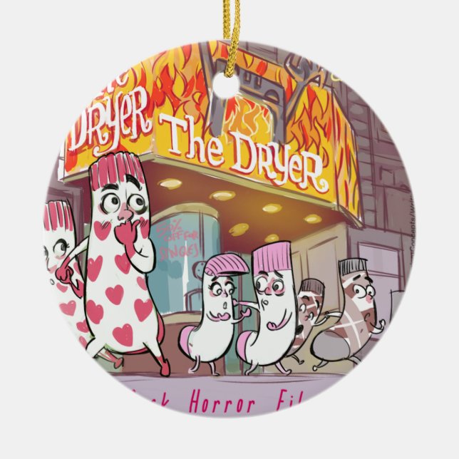 Socks Horror Films The Dryer Funny Ceramic Tree Decoration (Front)