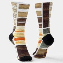 Socks Modern Autumn Wavy Lines Earth Tones