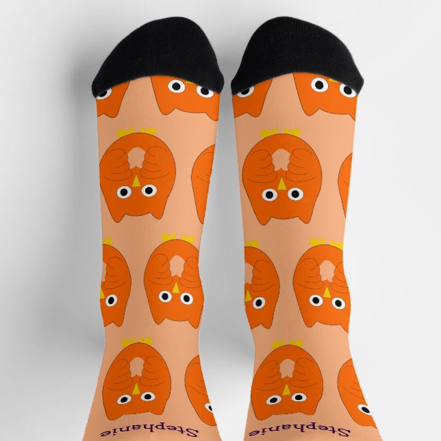 Socks Orange Owl Design (Top)