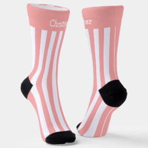 Socks Pink And White Stripes Design