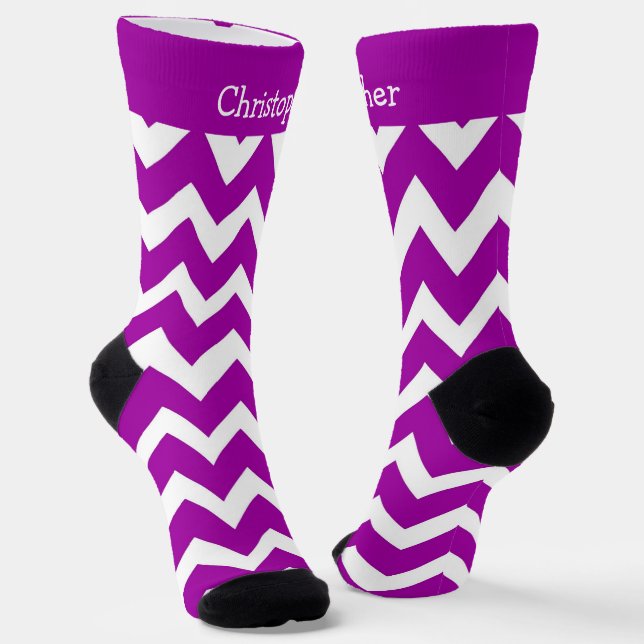 Socks Purple Zig Zag Design (Angled)
