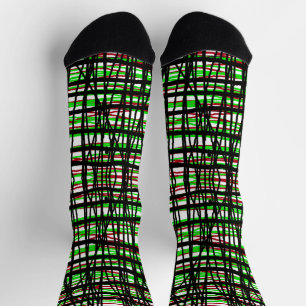 Socks - Red, Green, Black Weave