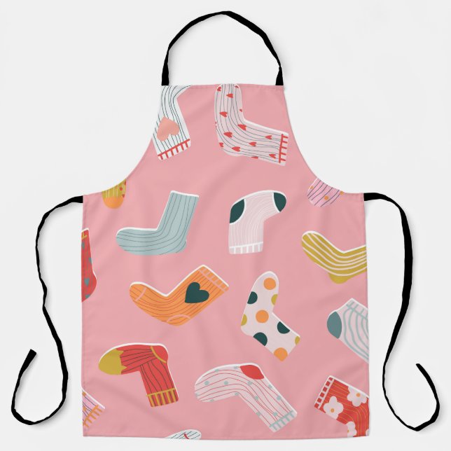 Socks seamless pattern. Cosy hand-drawn cartoon st Apron (Front)