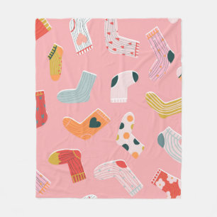 Socks seamless pattern. Cosy hand-drawn cartoon st Fleece Blanket