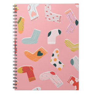 Socks seamless pattern. Cosy hand-drawn cartoon st Notebook