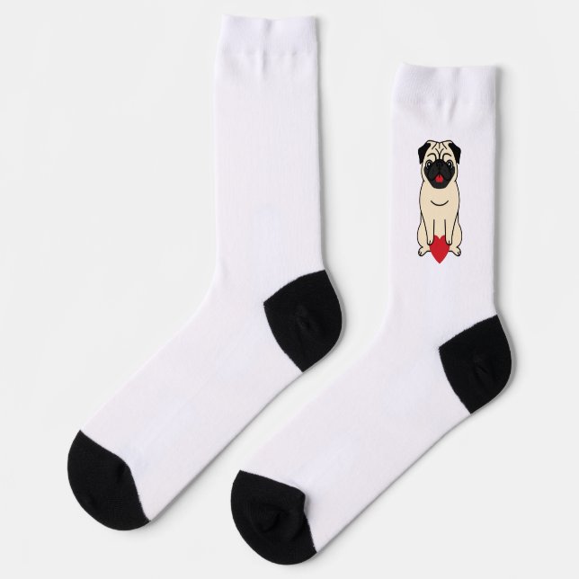  Socks with a cute pug for Valentine's Day. (Left)