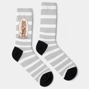 socks with applique of a small kitten