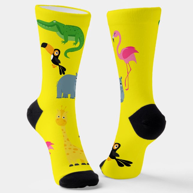 Socks with cartoon African animals (Angled)