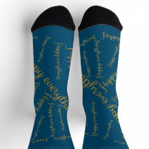 Socks with golden writing Happy Everything