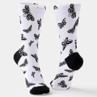 Socks with moth pattern