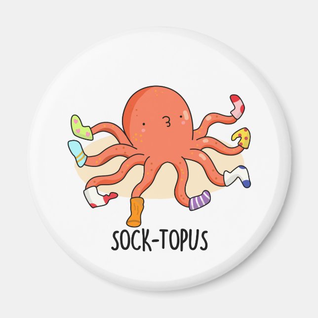 Socktopus Cute Octopus With Socks Pun Magnet (Front)