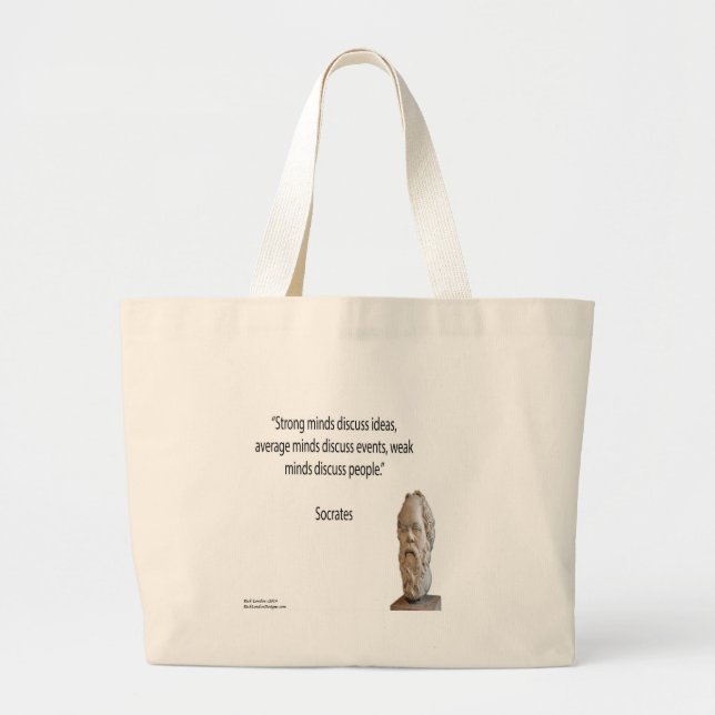Socrates & Famous "Minds" Quote Large Tote Bag (Front)