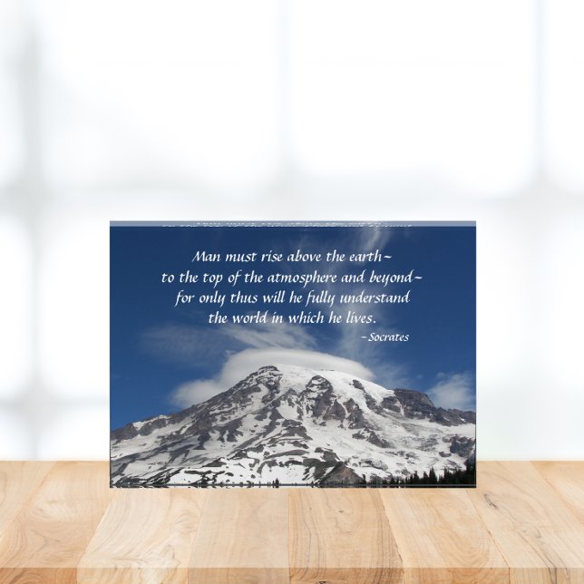 Socrates Philosophical Quote Mount Rainier Photo Block (In Situ)