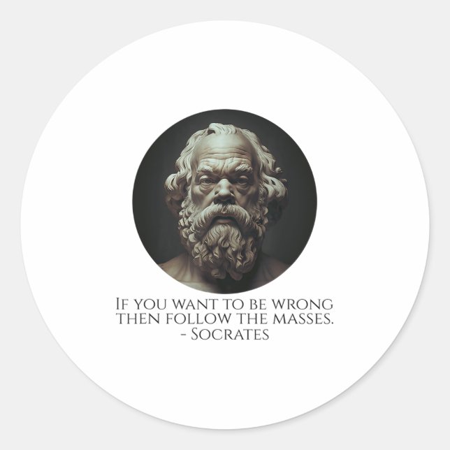 Socrates Quote On How To Be Wrong - Ancient Greek  Classic Round Sticker (Front)