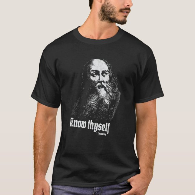 Socrates Self-Knowledge Quote Know Thyself Greek P T-Shirt (Front)