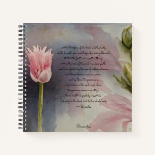 Socrates Soul Health Quote Pink Flower Journal
